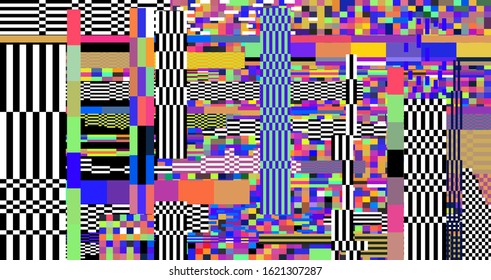 Webpunk style glitched background with VHS artifacts, random pixel noise. Vaporwave and retrowave aesthetics of 80's.