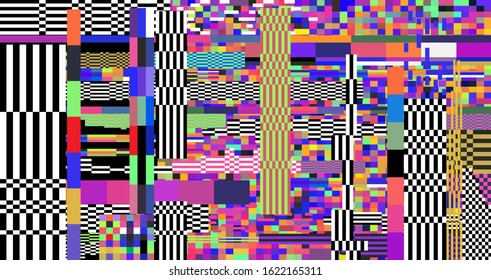 Webpunk style glitched background with VHS artifacts, random pixel noise. Vaporwave and retrowave aesthetics of 80's.
