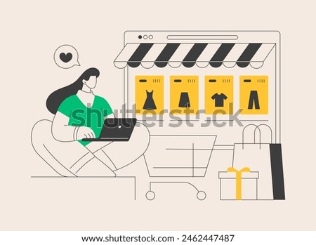 Webrooming abstract concept vector illustration. Check product online, webrooming practice, digital goods research, customer information, e-commerce website, shopping behavior abstract metaphor.