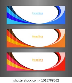 WebSet three colorful abstract modern banner texture. Vector banner background for web banner design