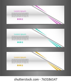 WebSet three colorful abstract modern banner texture. Vector banner background for web banner design