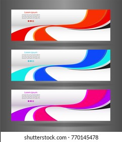 WebSet three colorful abstract modern banner texture. Vector banner background for web banner design