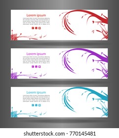 WebSet three colorful abstract modern banner texture. Vector banner background for web banner design