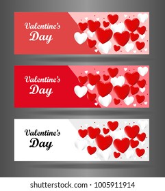 WebSet three Valantines abstract modern banner texture. Vector banner background for web banner design