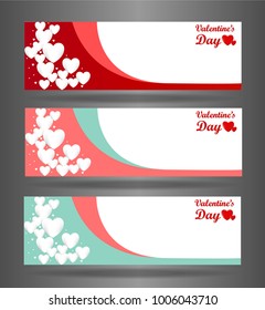 WebSet three Valantines abstract modern banner texture. Vector banner background for web banner design