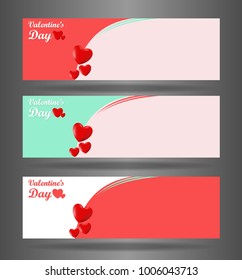 WebSet three Valantines abstract modern banner texture. Vector banner background for web banner design
