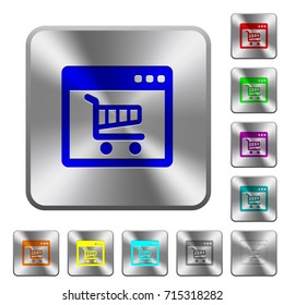 Webshop application engraved icons on rounded square glossy steel buttons
