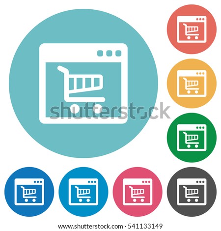 Webshop application flat white icons on round color backgrounds