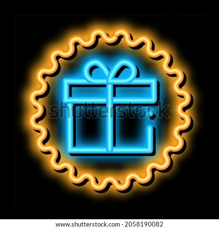 webshop gift neon light sign vector. Glowing bright icon webshop gift sign. transparent symbol illustration