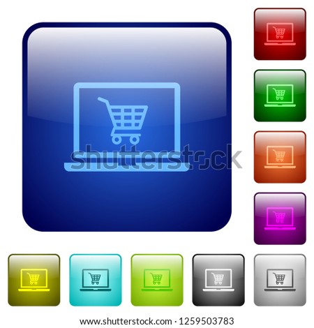Webshop icons in rounded square color glossy button set