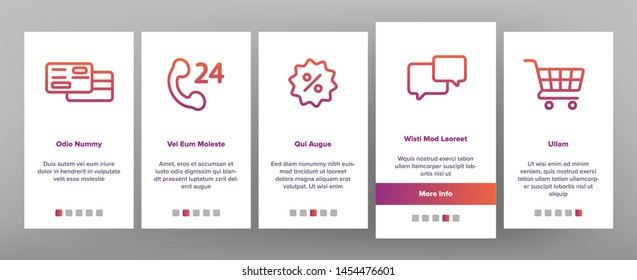 Webshop, Online Shopping Linear Vector Onboarding Mobile App Page Screen. E Commerce Thin Line Contour Symbols Pack. Internet Purchases Pictograms Collection. Online Sales. Goods Delivery Illustration
