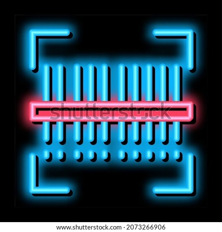 webshop scanning barcode neon light sign vector. Glowing bright icon webshop scanning barcode sign. transparent symbol illustration