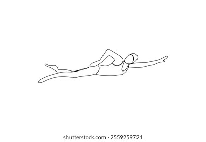 WebSingle continuous line drawing of butterfly professional swimmer woman focus training in gym swimming pool center, Young woman Swimming Sport.