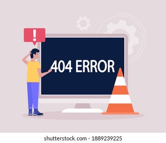 Website 404 error concept. Colorful flat vector illustration