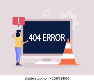 Fehlerkonzept Website 404. Farbige flache Vektorgrafik