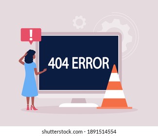 Website 404 error concept. Colorful flat vector illustration