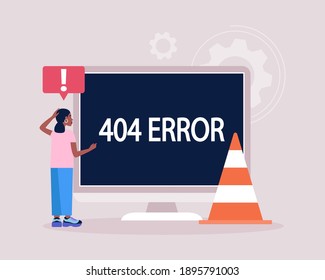 Website 404 error concept. Colorful flat vector illustration