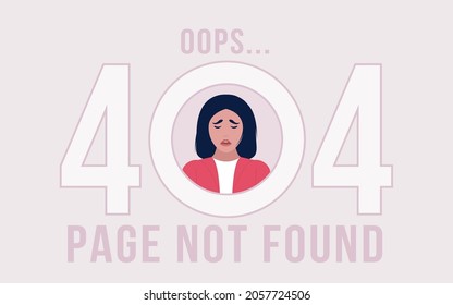 Website 404 error concept. Crying Character. Lost, not found pages. Colorful flat vector illustration