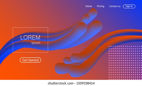 Website abstract background. Bright colorful dynamic shapes landing page	