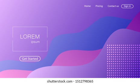 Website abstract background. Bright colorful dynamic shapes landing page	