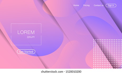 Website abstract background. Bright colorful dynamic shapes landing page