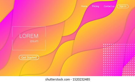 Website abstract background. Bright colorful dynamic shapes landing page
