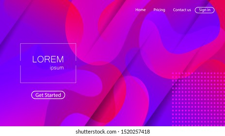 Website abstract background. Bright colorful dynamic shapes landing page