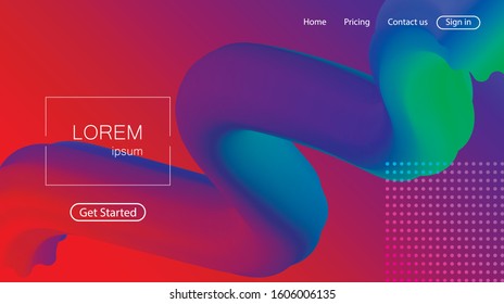 Website abstract background. Bright colorful dynamic shapes landing page