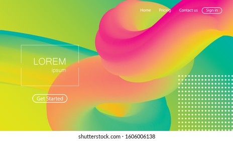 Website abstract background. Bright colorful dynamic shapes landing page