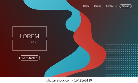 Website abstract background. Bright colorful dynamic shapes landing page