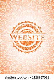Website abstract emblem, orange mosaic background
