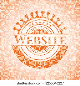 Website abstract emblem, orange mosaic background