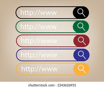 Website address and navigation bar icon. http and www search set vector