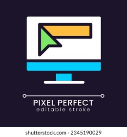Website address pixel perfect RGB color icon for dark theme. Business online. Searching engine. Simple filled line drawing on night mode background. Editable stroke. Poppins font used