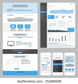 Website, admin dashboard and smart phone application design template