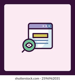 Website analysis icon symbolizing audit, review and digital inspection