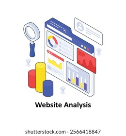 Website Analysis isometric Colored illustration. EPS File stock illustration