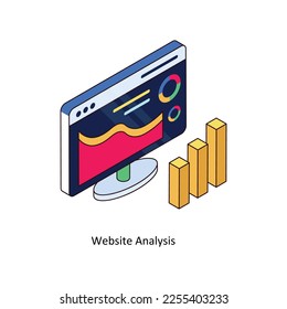 website analysis Vector Isometric Filled Outline icon for your digital or print projects. stock illustration