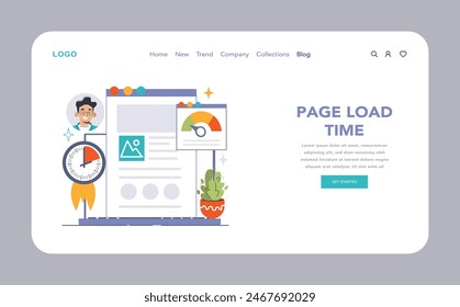 Website analysis web or landing. Conversion rate and traffic analysis. Experts analyzing website performance. User engagement strategy. SEO optimization. Flat vector illustration