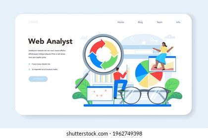 Website analyst web banner or landing page. Web page improvement