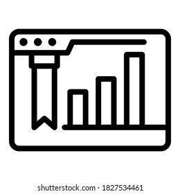 Website-Analysesymbol. Rahmenwebsite-analytische Vektorsymbol für Webdesign einzeln auf weißem Hintergrund