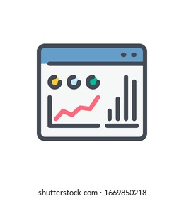 Website analytics color line icon. Web development and online statistics vector outline colorful sign.