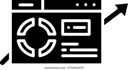 Ícone de Glifo de Crescimento do Website Analytics