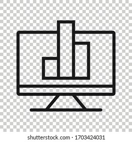 Website analytics icon in flat style. SEO data vector illustration on white isolated background. Computer diagram business concept.