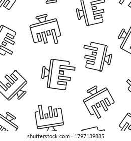 Website analytics icon in flat style. SEO data vector illustration on white isolated background. Computer diagram seamless pattern business concept.