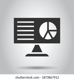 Website analytics icon in flat style. SEO data vector illustration on white isolated background. Computer diagram business concept.