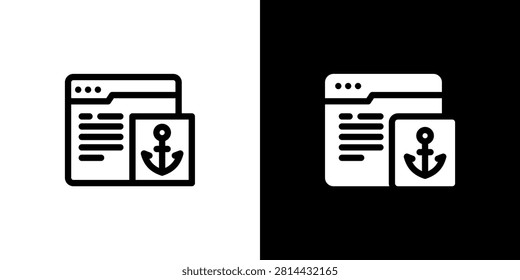 Website Anchor Text Icon concept with flat Black White Background. Vector illustration.