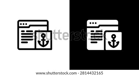 Website Anchor Text Icon concept with flat Black White Background. Vector illustration.