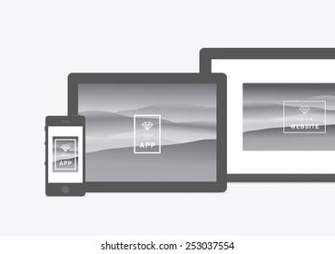 website and app presentation  devices vector illustration