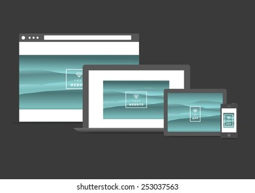 website and app presentation  devices vector illustration